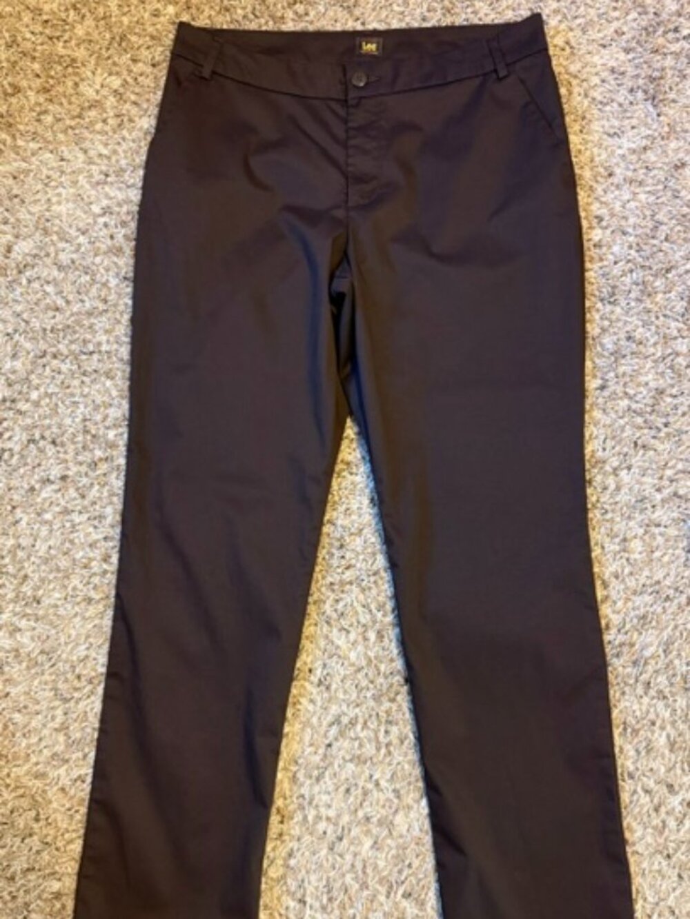Lee Wrinkle Free Dark Brown Straight Leg Dress Pants Chino Trousers / 14 Long